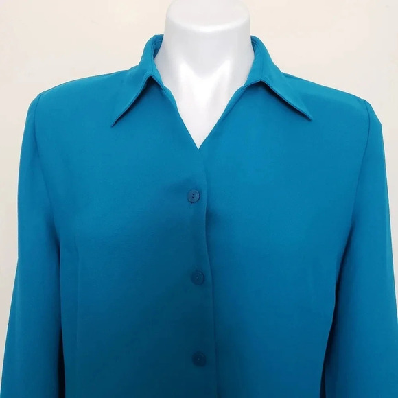 Liz Baker Vintage Blue Button Down  Shirt - Picture 3 of 11